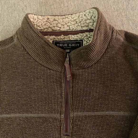 True Grit - Bonded Vintage Cord 1/4 Zip Pullover - Brown - XL - Picture 2 of 3